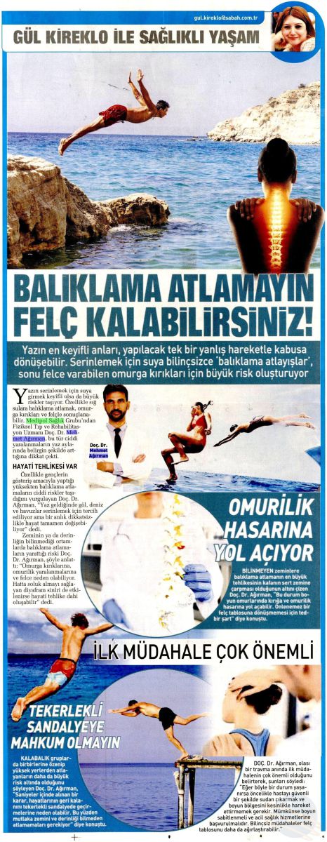 Balıklama atlamayın felç kalabilirsiniz!