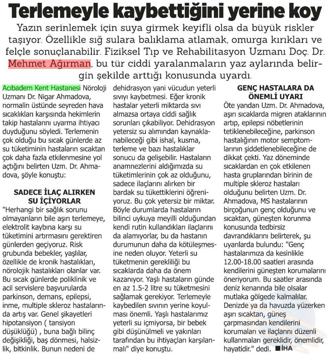 Terlemeyle kaybettiğini yerine koy